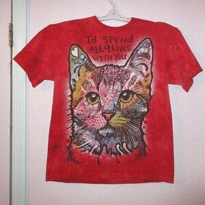The Mountain Cat T-Shirt Size M Psychedelic I'd Spend 9 Lives With You Kitten